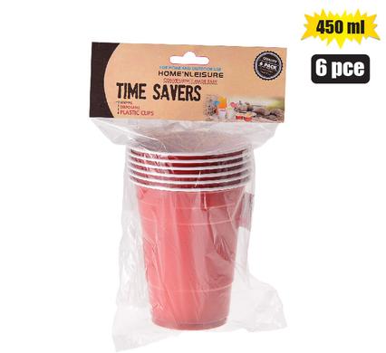 Time Savers 450ml Disposable Picnic Plastic Cup 60pack
