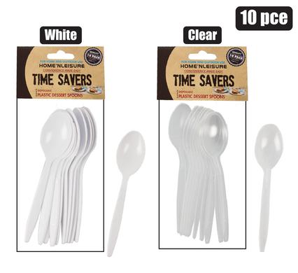 Time Savers Disposable Picnic Cutlery Dessert Spoons 10pcs