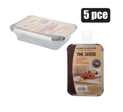 Time Savers Aluminium Foil Baking Container 17x11.5x3cm 5pack