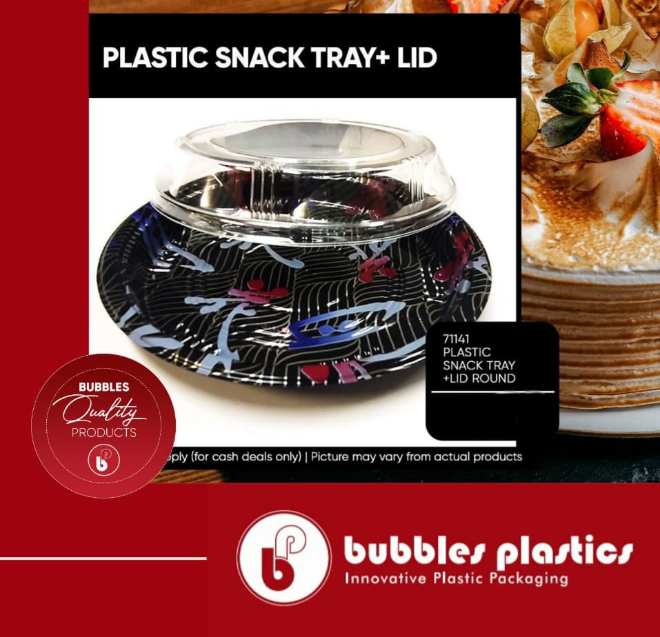 Plastic Serving Snack Platter Tray with  Lid Round 91106643