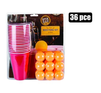 Plastic Party Picnic Cup - Ping Pong Game with 18-Cups & Balls