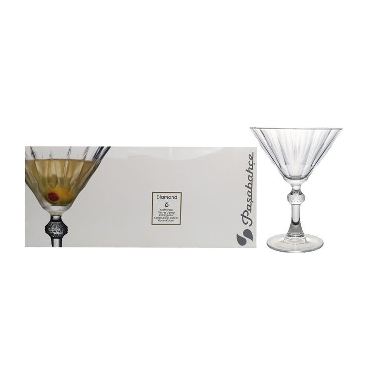 Pasabahce Diamond Glass Tumbler 238ml Martini Glasses 6pack 23597