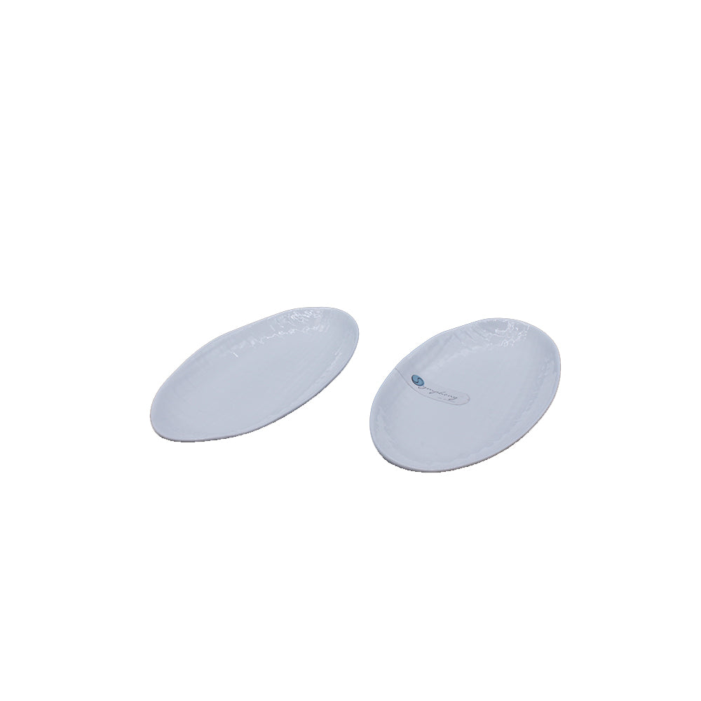 Ceramic Serving Oval Platter Linen 2pc Plate Set 20x10.5x2.5cm SGN2076