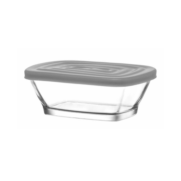 LAV Glass Storage Jar With Grey Lid Rectangle 375ml SGN2374