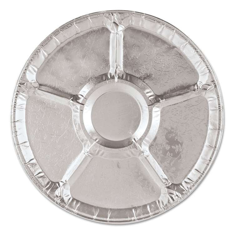 Aluminium Foil Serving Platter Tray Round with 6 Compartment CW18H