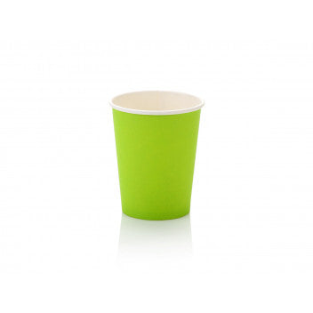 250ml Paper Coffee Cup Single Wall Lime Green with Black Sip Lid 10pack