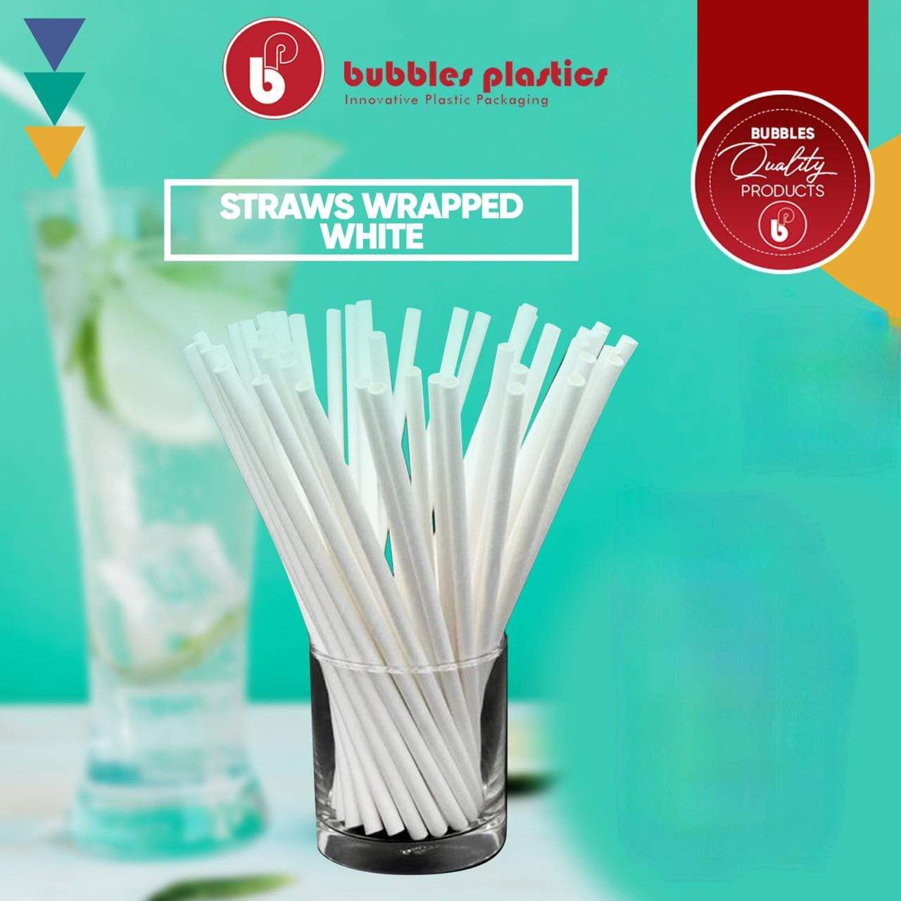 Milkshake Straws Plastic 6mm Wrapped 2000pcs