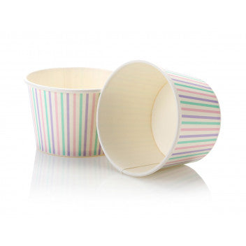 Ice Cream Paper Cups 250ml Vintage Tubs Multicolor Stripe 10pack