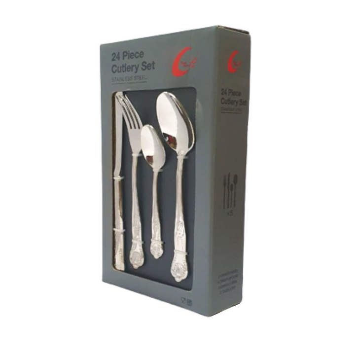 Kings Stainless Steel Cutlery Set 24pc Box Set 27x16x6cm SGN004