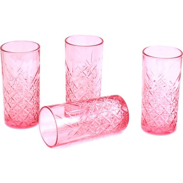 Pasabahce Timeless Hiball Glass Tumbler 450ml Pink 4pc 23956