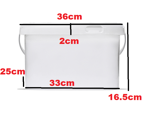 10L Plastic Bucket Rectangular Tamperproof with Handle and Lid