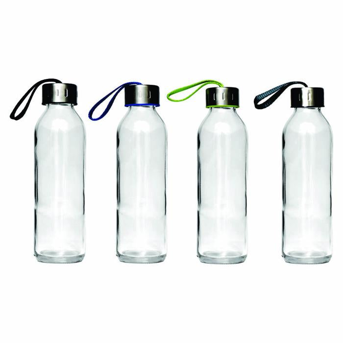 Consol Glass Drinking Bottle Slimline with Strap Lid 27334