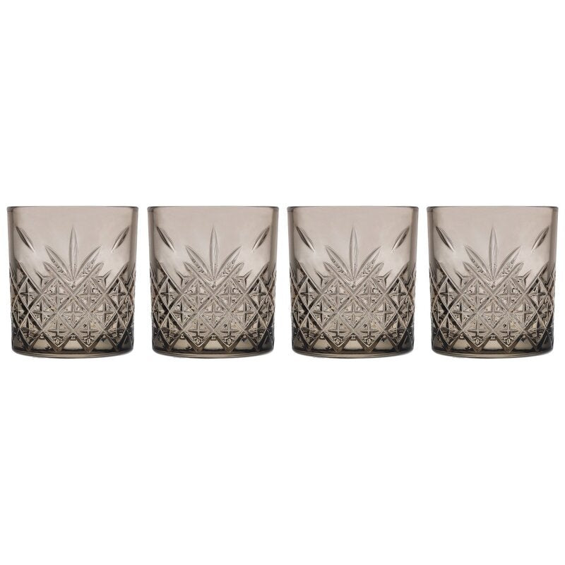 Pasabahce Timeless Glass Tumbler 345ml Whisky Grey 4pack 24203