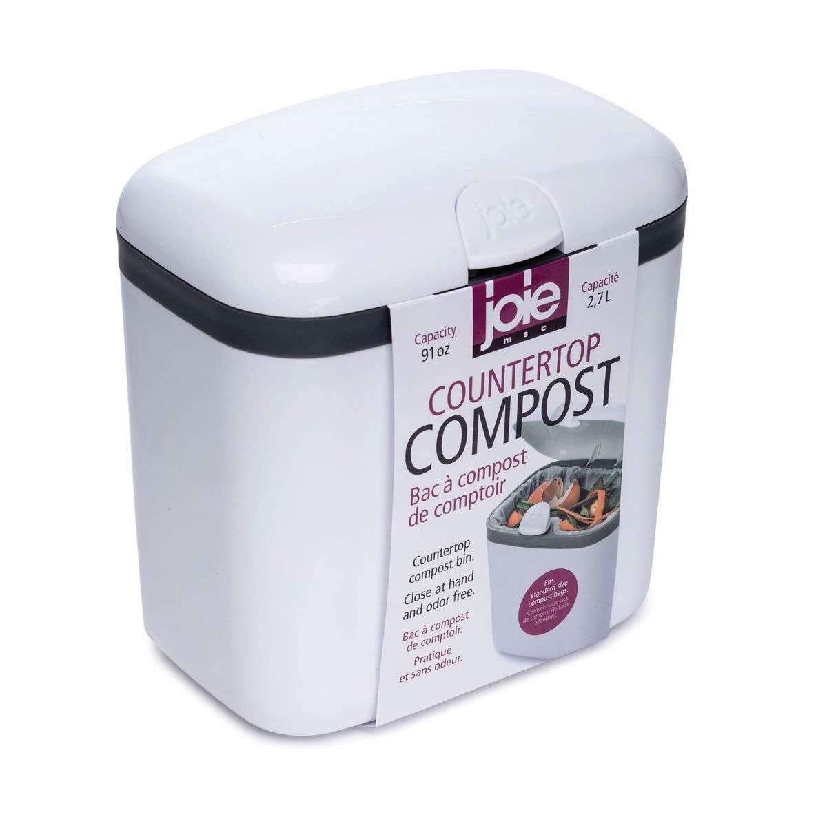 Joie Countertop Compost Bin 2.7L White with Green Stripe 15296