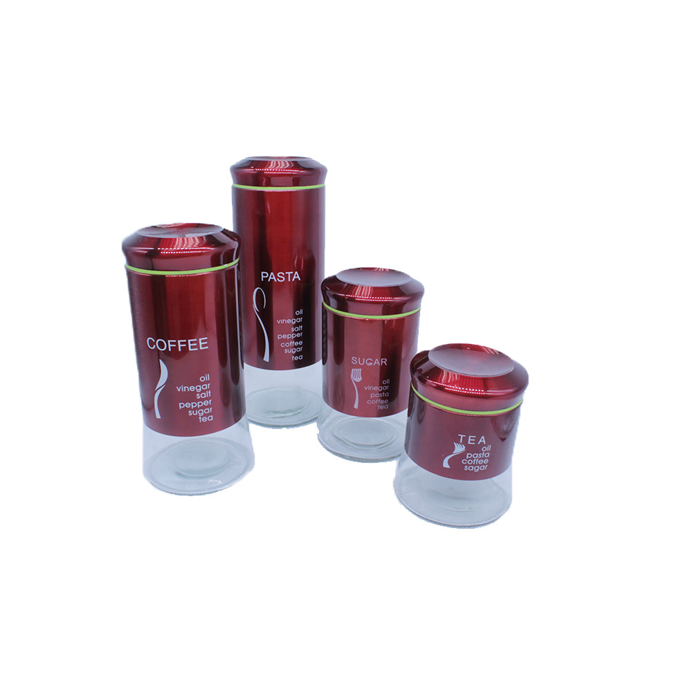 Glass Canister with Stainless Steel 4pc Set SGN1764