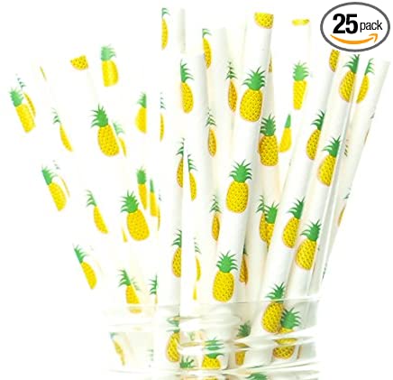 Disposable Paper Straws 6mm Pineapple 25pc