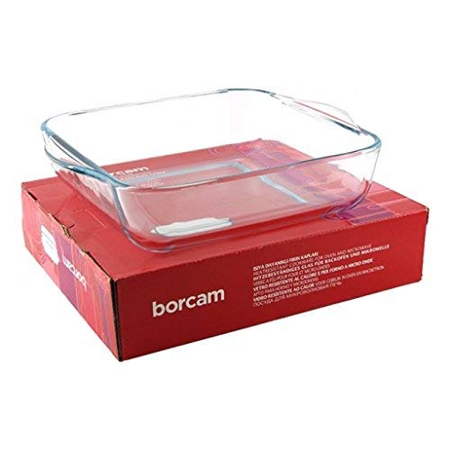 Borcam Glass Baker Tray Square with handle 21.5x5.9cm 4004