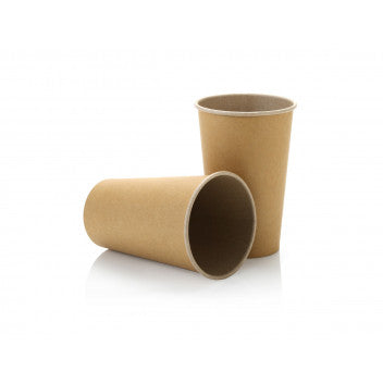 500ml Paper Coffee Cup Single Wall Kraft  Brown with White Sip Lid 10pack