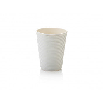 350ml Ripple Paper Coffee Cup Horizontal White with White Sip Lid 10pack