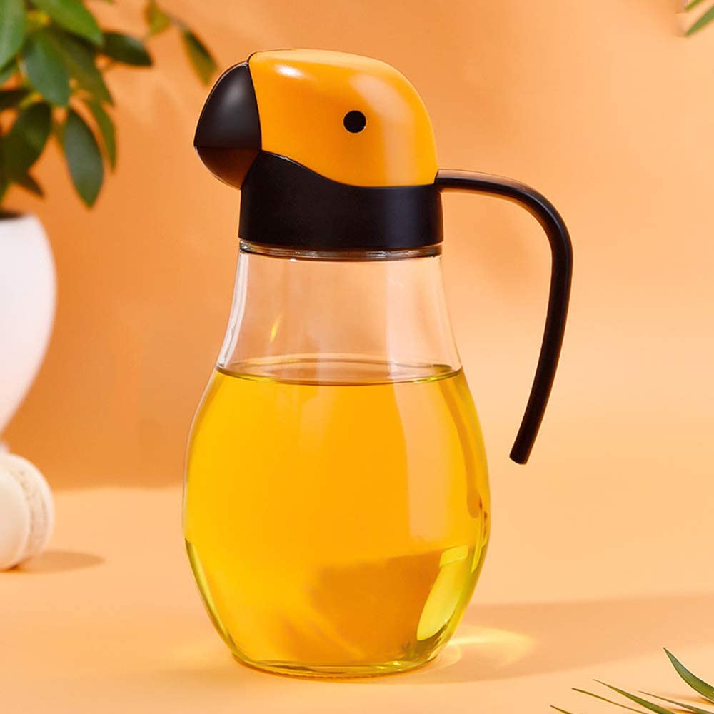 Penguin Glass Olive Oil and Vinegar Dispenser Bottle 800ml with Automatic Cap - Non Drip Leak Proof