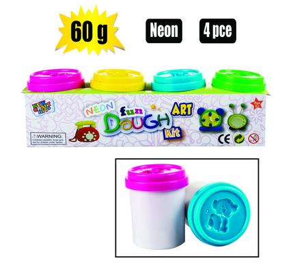 Edu Kids Play Dough Neon 60g Tub 4-Colors Set