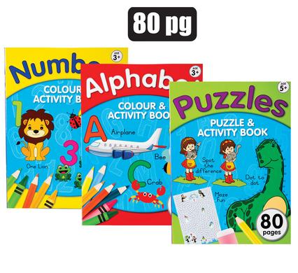 Educational Workbook 80pg Numbers-Alphabets-Puzzles