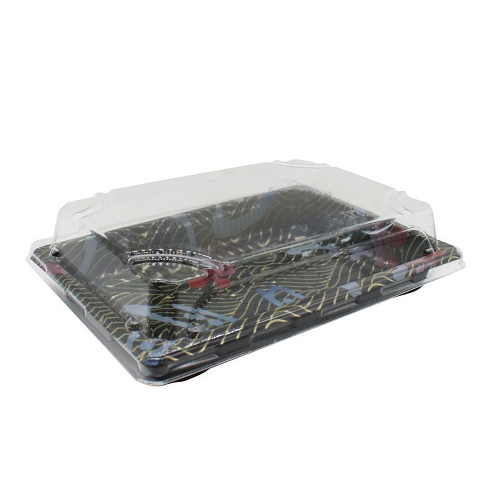 Disposable Serving To Go Cake Dessert Tray with Lid Rectangular 12.5cmx18cm