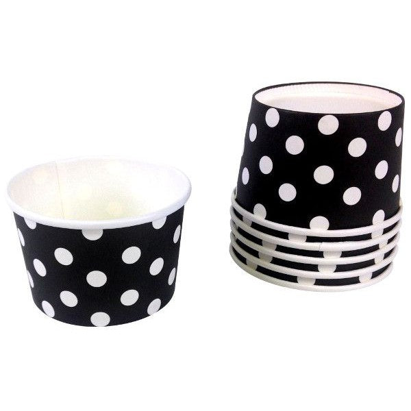 Ice Cream Paper Cups 180ml Polka Dot with Wooden Spoons Assorted Colors