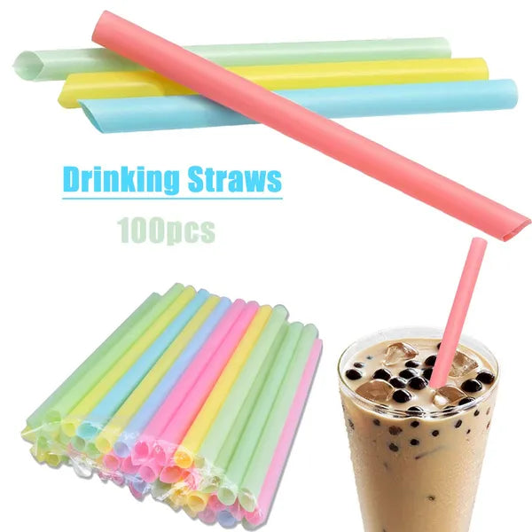 Bubble Tea Smoothie Milkshake Straws 12mm Wrapped 100pack