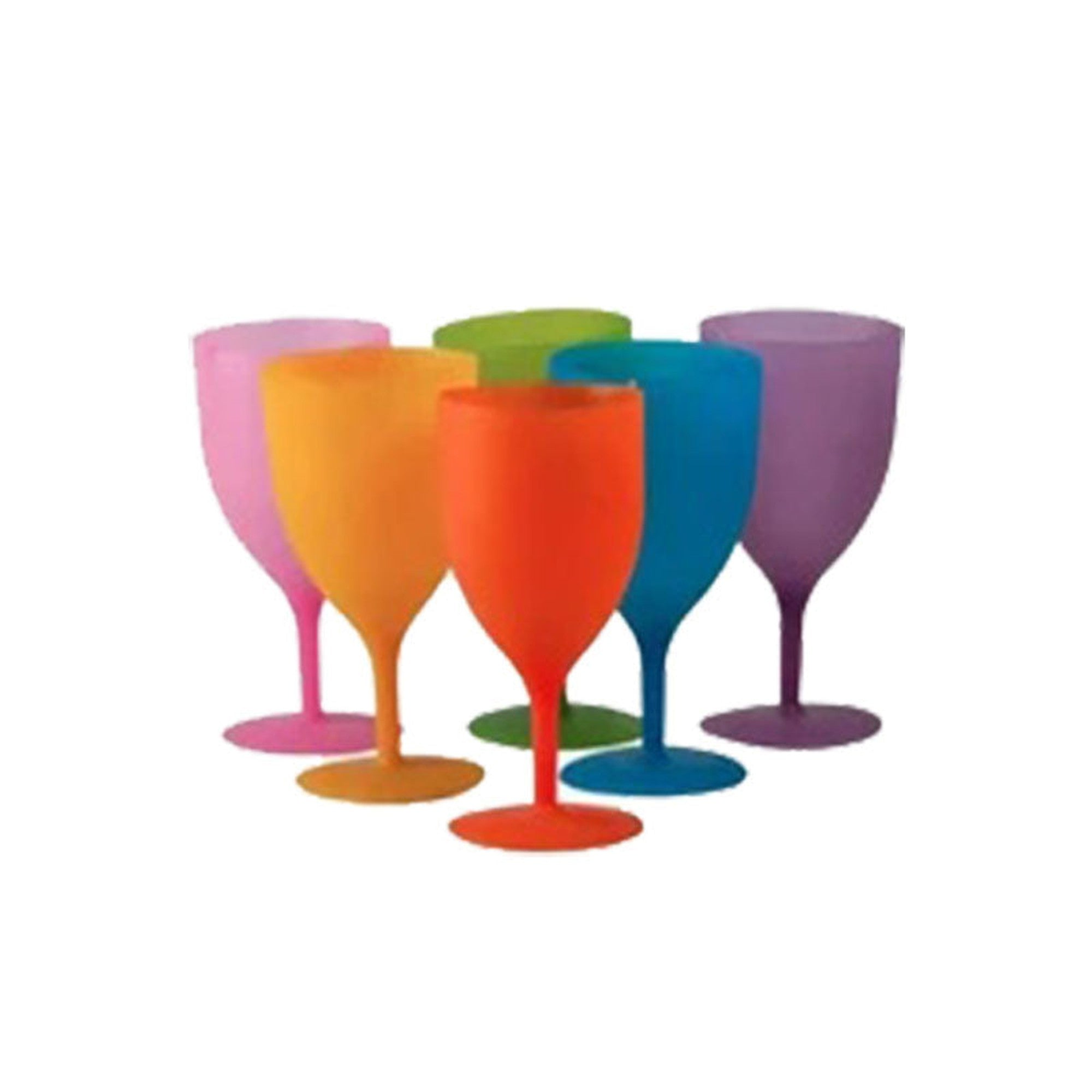 Elite Plastic Flute Wine Glass Assorted Color 6pack 330ml EWC