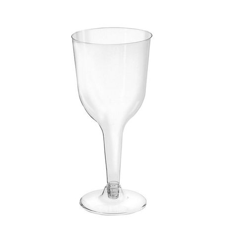 Disposable Party Cup Flitted Steemd Wine 300ml Clear with Detachable Base 10pack