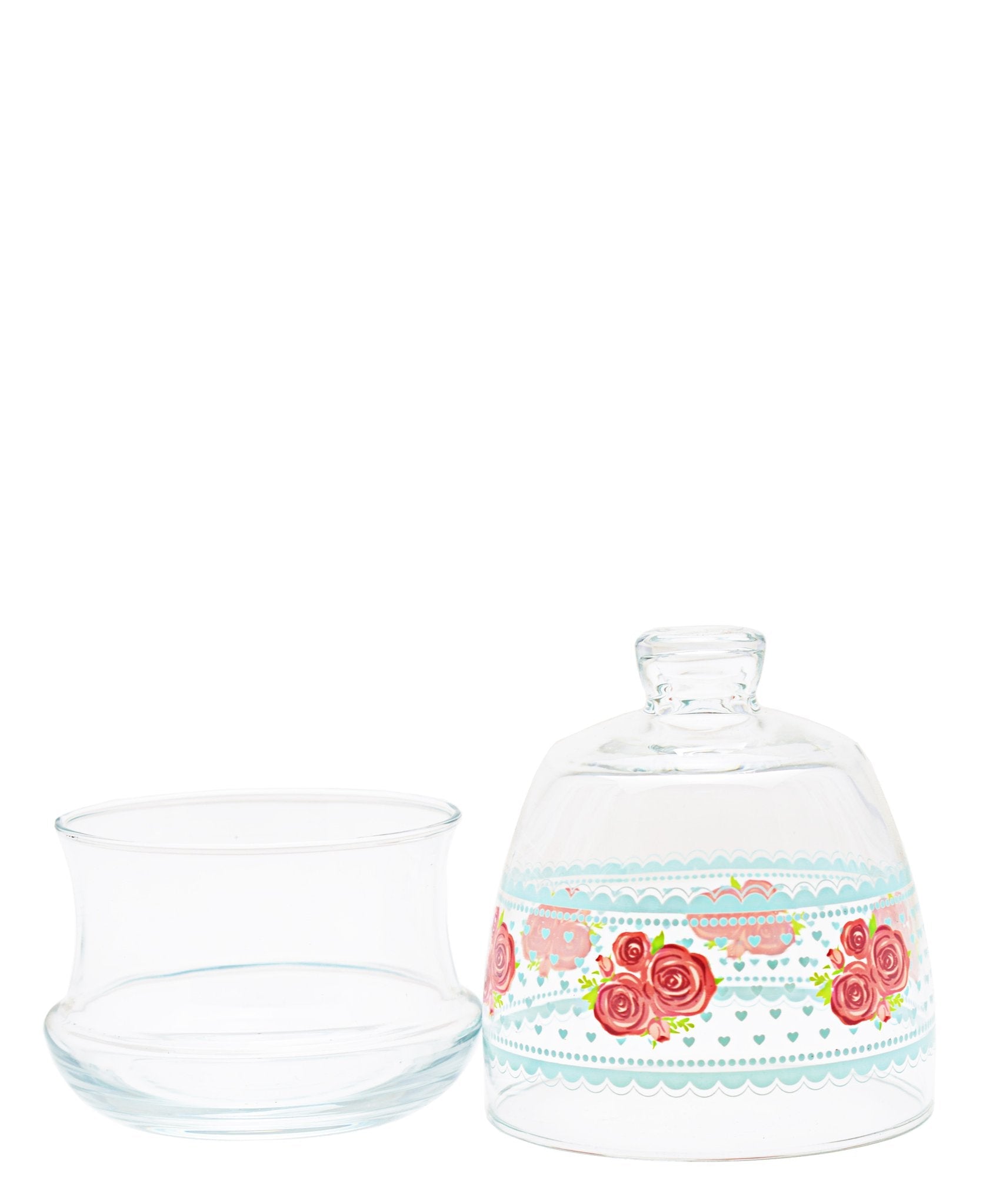LAV Glass Sugar Bowl J255m Lora Cicek Jar with Dome Lid