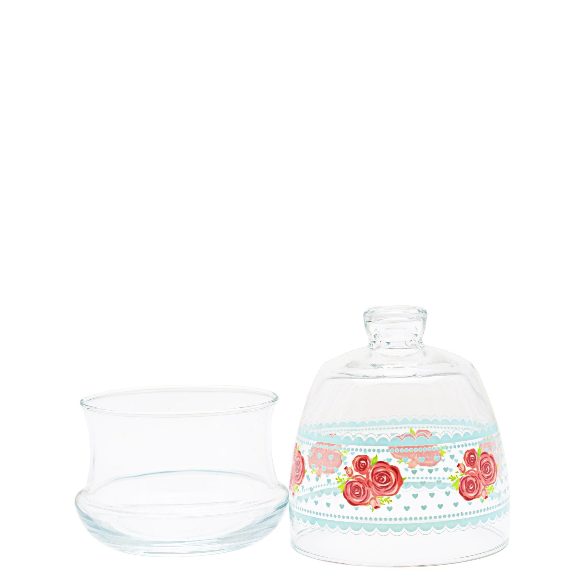 LAV Glass Sugar Bowl J255m Lora Cicek Jar with Dome Lid