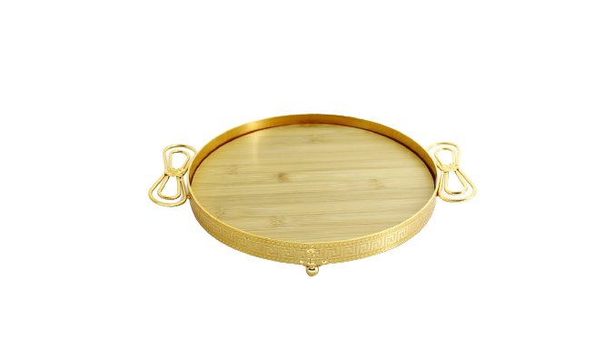 Metal Round Tray with Wooden xtray116