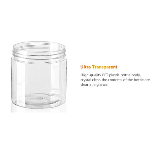 150ml PET Plastic Cosmetic Jar with Lid Crystal Clear