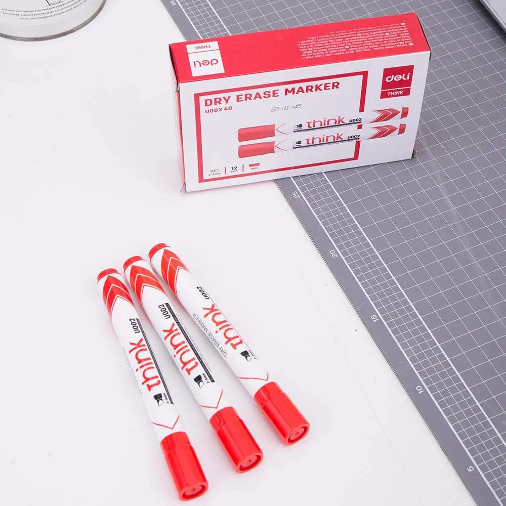 Deli Dry Eraser Marker Red Bullet Tip 2.0mm