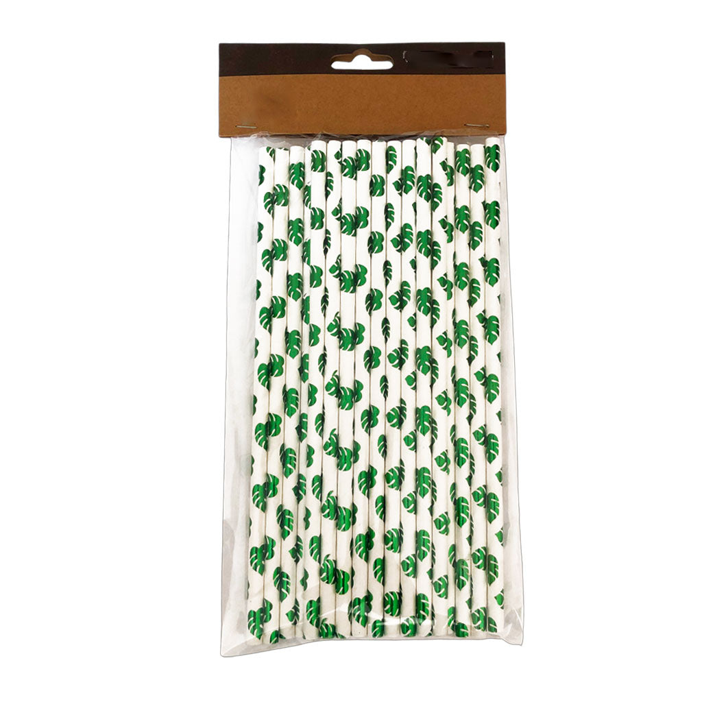 Disposable Paper Straws 6mm Tropical Palm Luau 25pack
