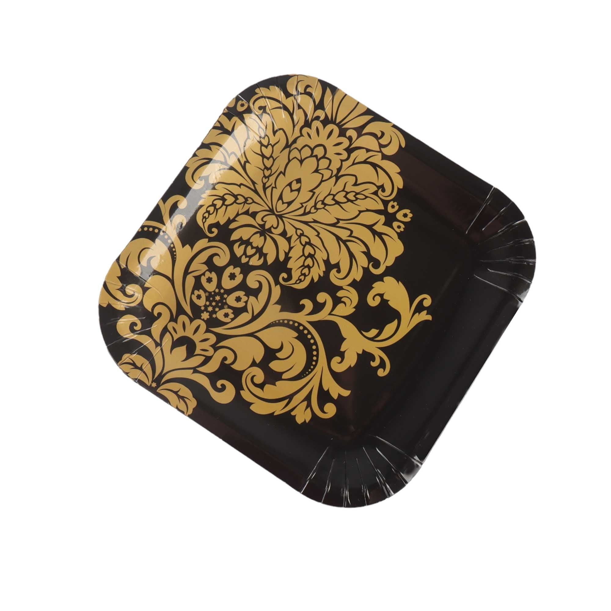 Disposable Party Paper Plate Gold Square 7inch 10pack