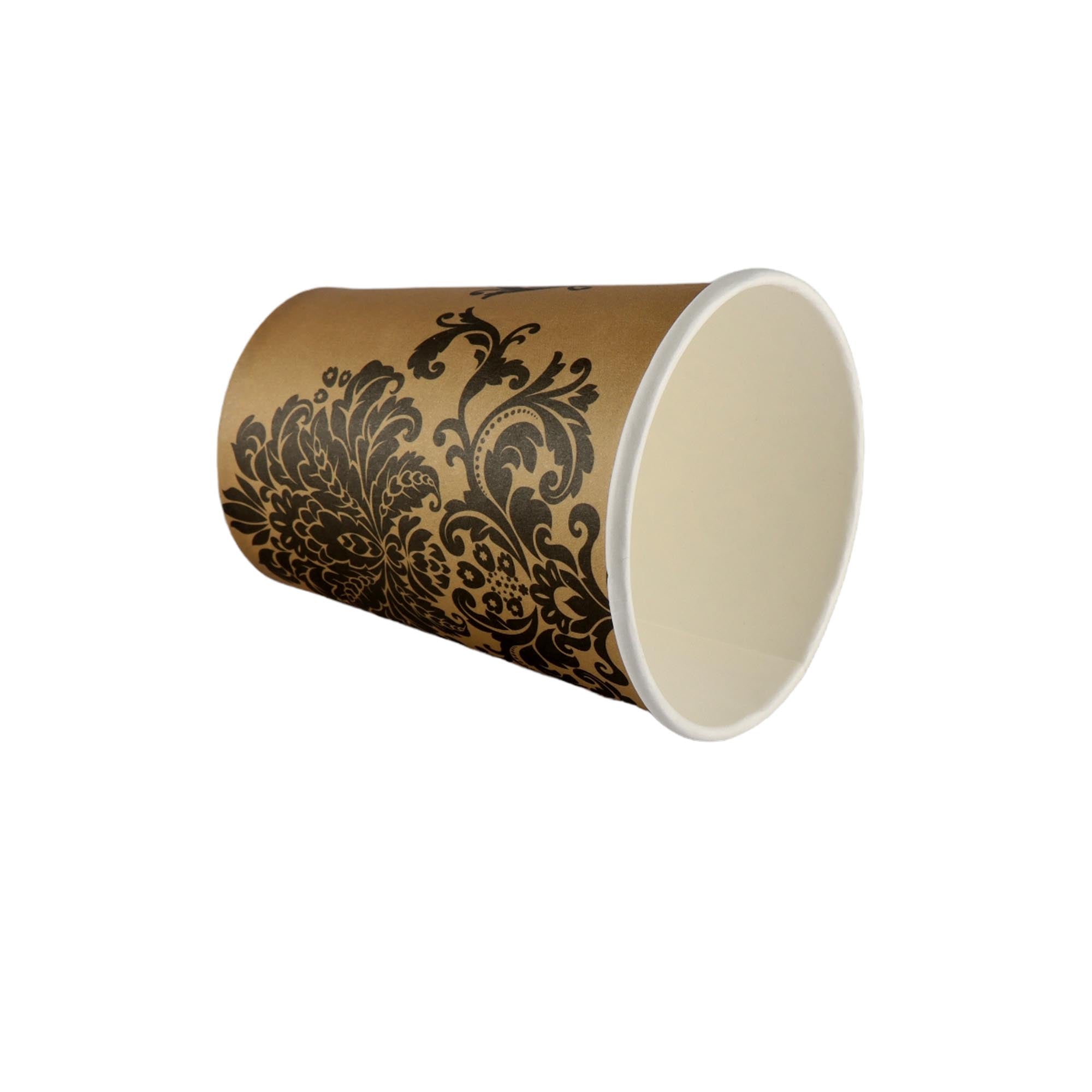 Disposable Party Paper Cups Gold Flower 9oz 10pack