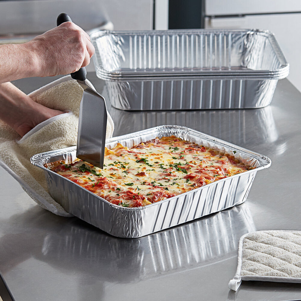 Aluminum Foil Takeaway Gastronorm Container Disposable Serving Tray FG-4573 with Poly PVC Lid Card Lid Fl-B4573