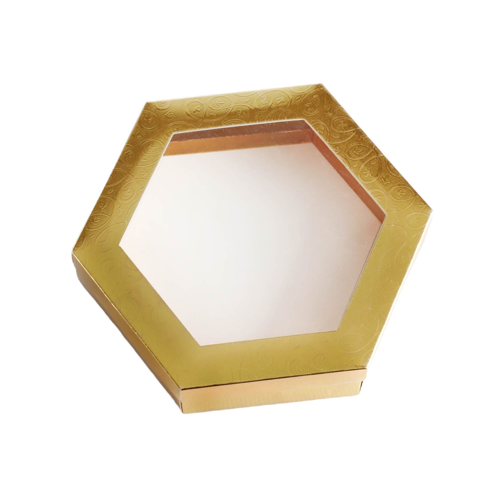 Gift Biscuit Paper Box Gold 19x19x5cm Clear Window Lid XPP239