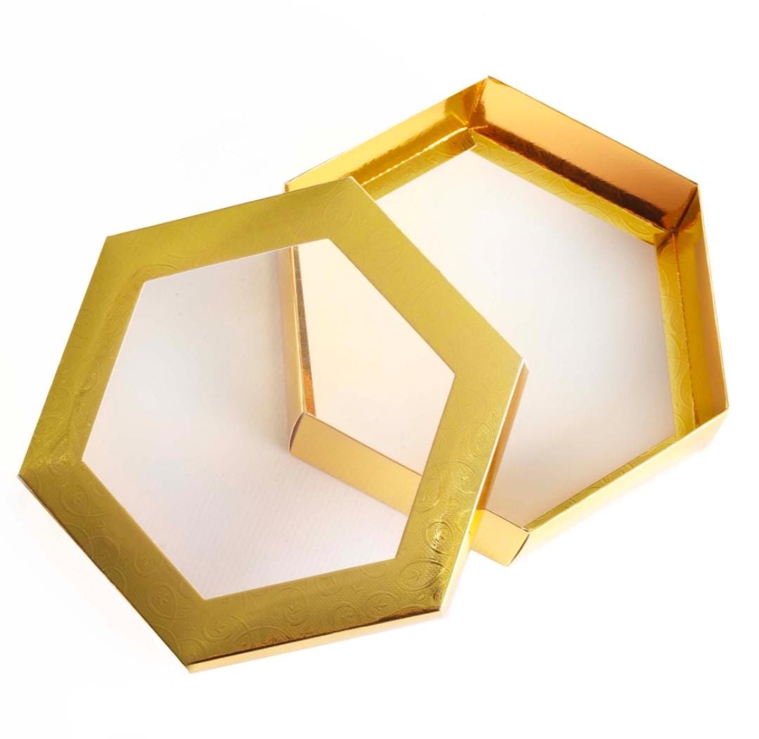 Gift Biscuit Paper Box Window Lid PP239 Gold