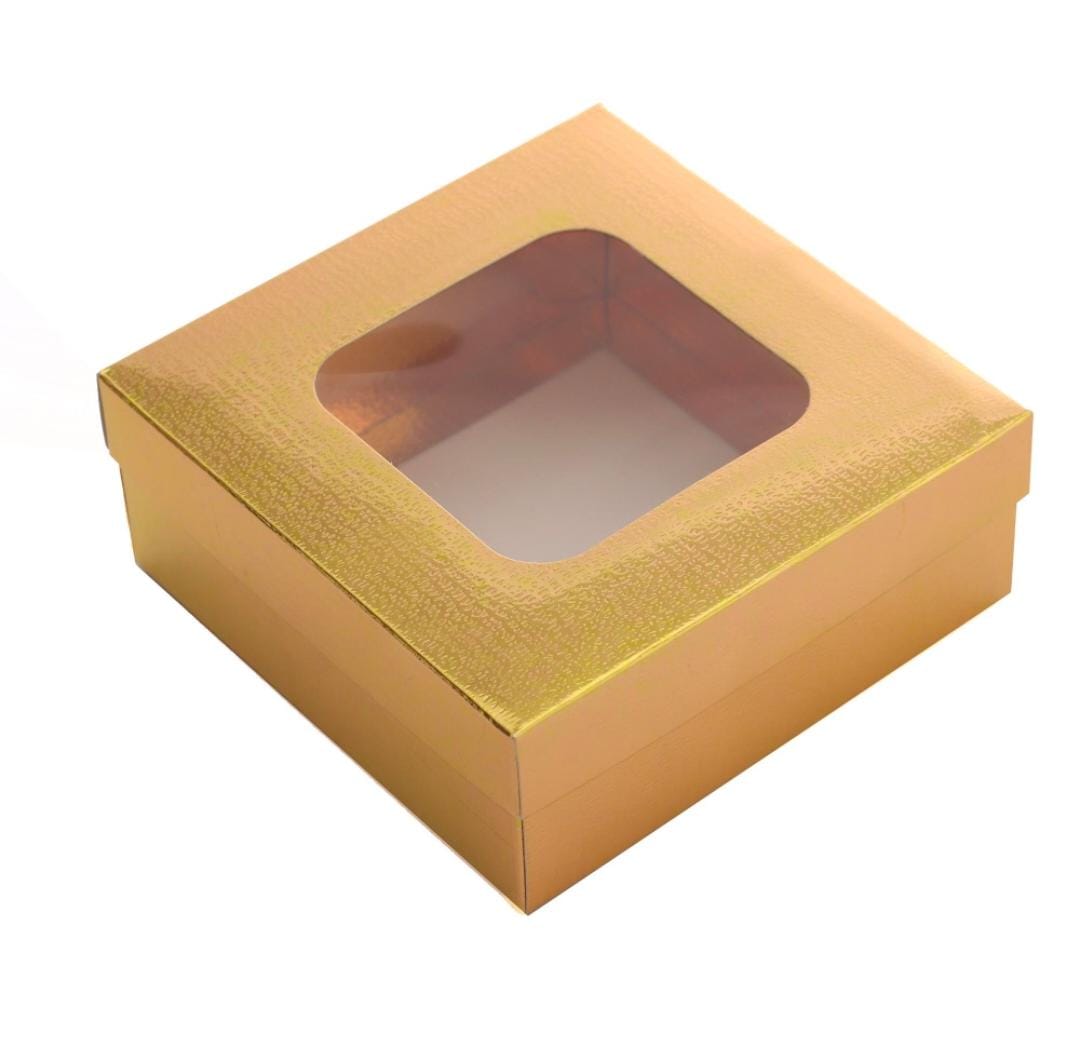 Gift Biscuit Paper Box Square Gold 12x12x4.5cm XPP247-G