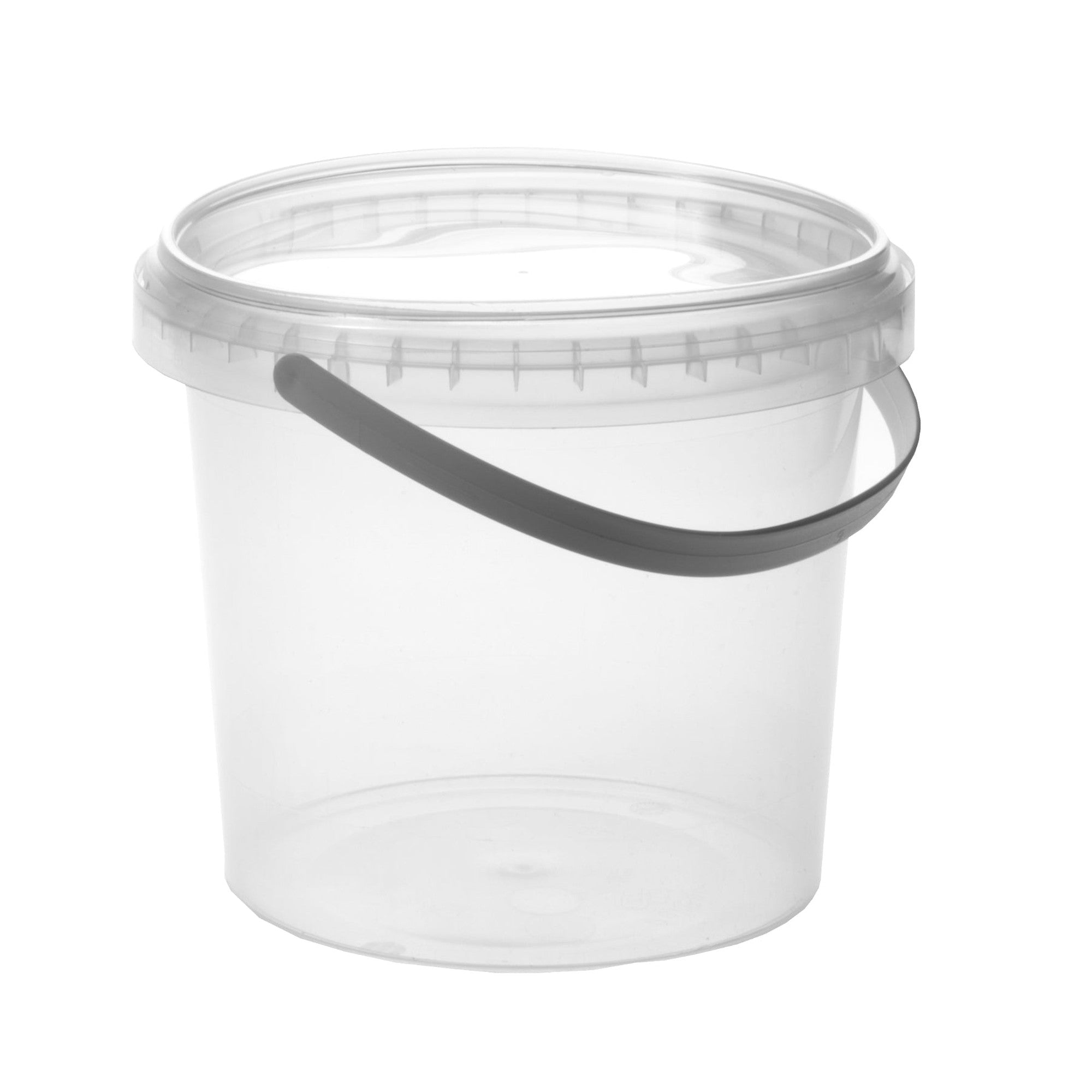 1L Plastic Fino Bucket Transparent with White Lid