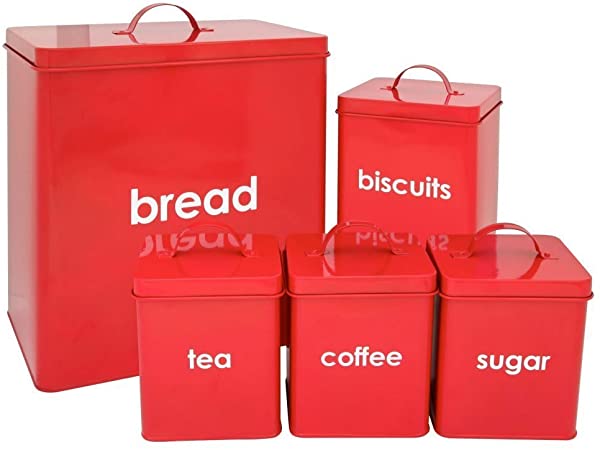 Continental Homeware Kitchen Storage 5pc Bread/ Biscuit/ Coffee/