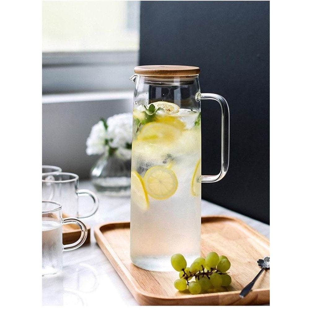 LAV Glass Water Jug 1.2L with Wood Lid SGN1940