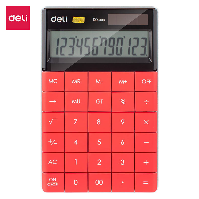 Deli Calculator 12-Digit Red