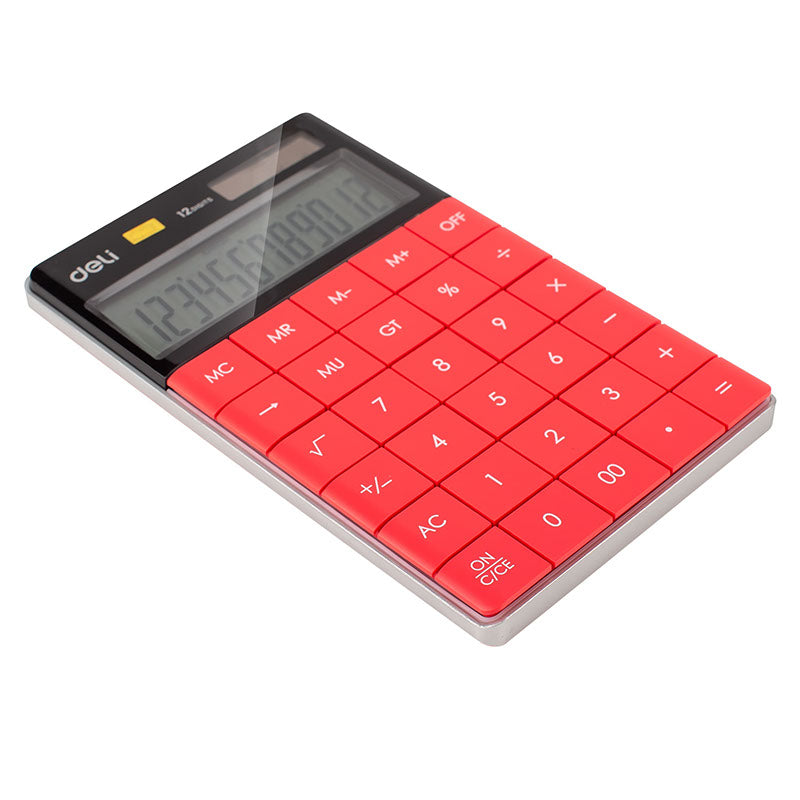 Deli Calculator 12-Digit Red