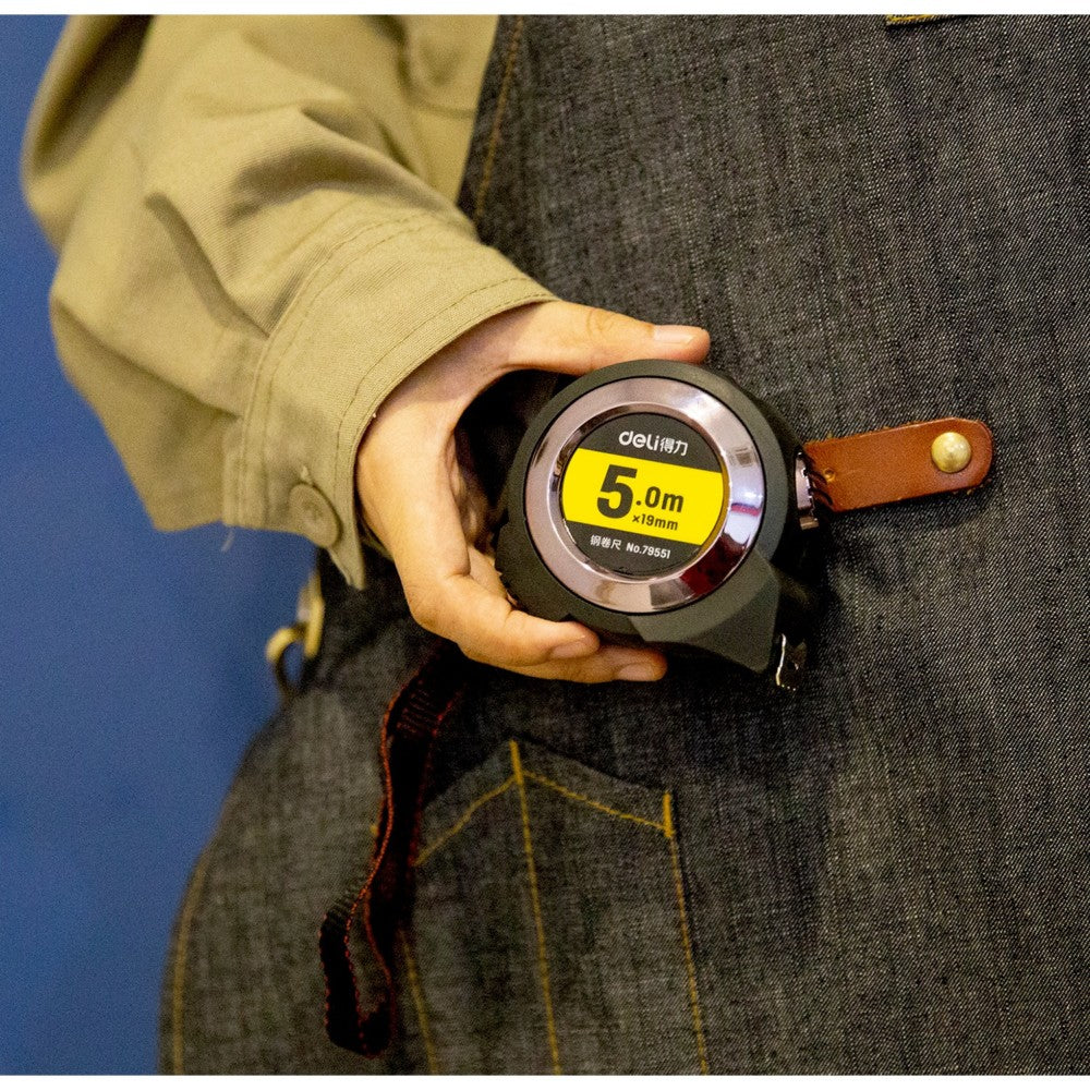 Deli Measuring Tape Steel 5mx19mm Grey