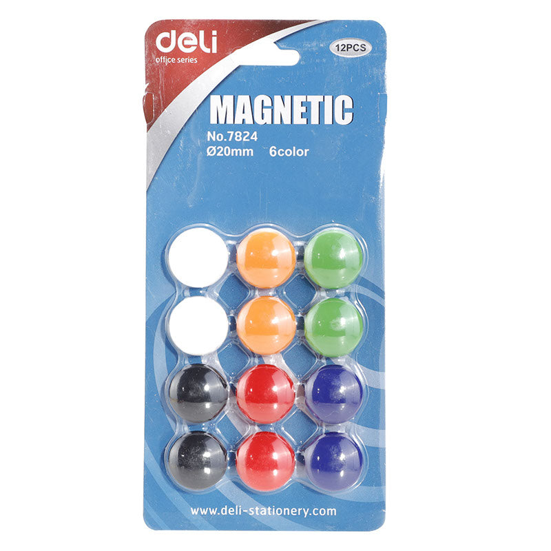 Deli Magnet 20mm 12pc Assorted 6 Color Card